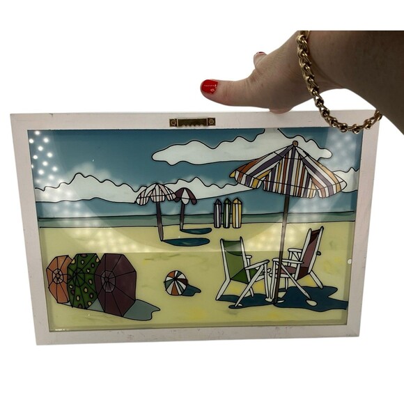 Beach Scene 3 D Art On Glass Stain Glass Style Colorful Wall Decor Picture Coast - Picture 8 of 14
